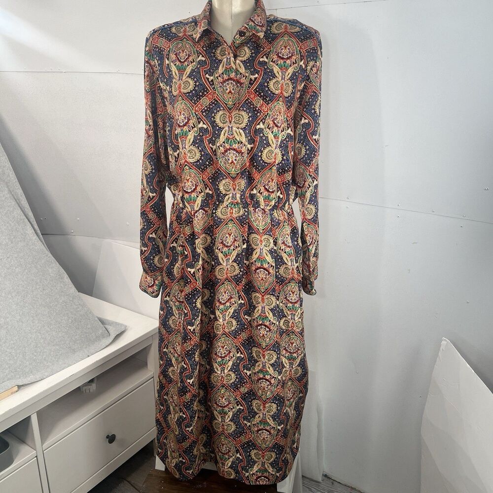 Vintage I. Magnin Petrina & Co  Dress 16 Paisley Long Sleeve Elegant Maximalist